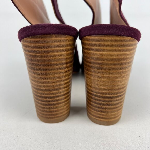 Brenda Zaro Womens Burgundy Suede Leather Peep Toe Block Heel Pumps size 10 10.5 - Picture 4 of 15